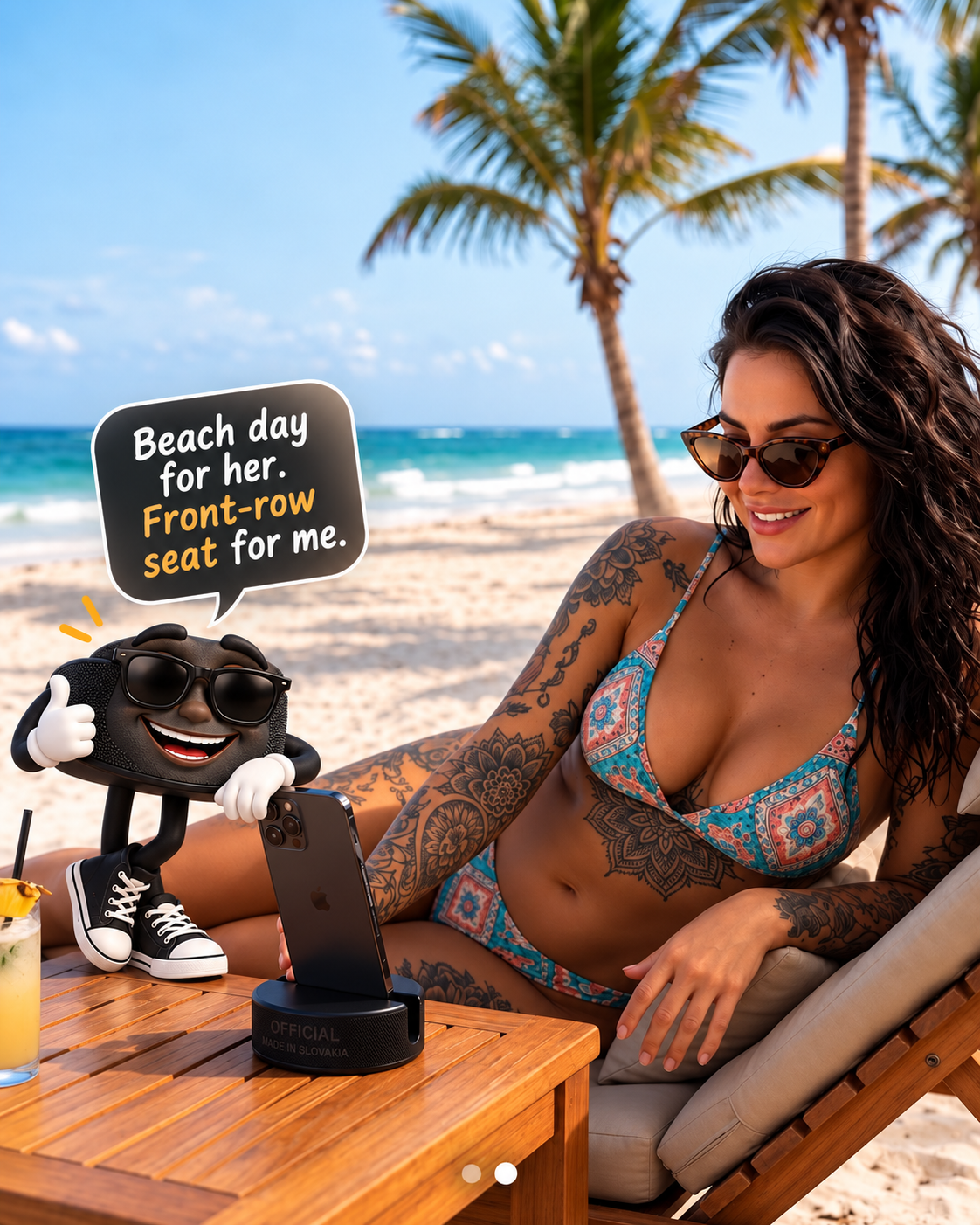 Claudia and Pucky at the beach