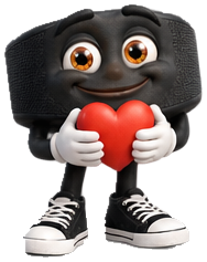 Pucky holding a heart