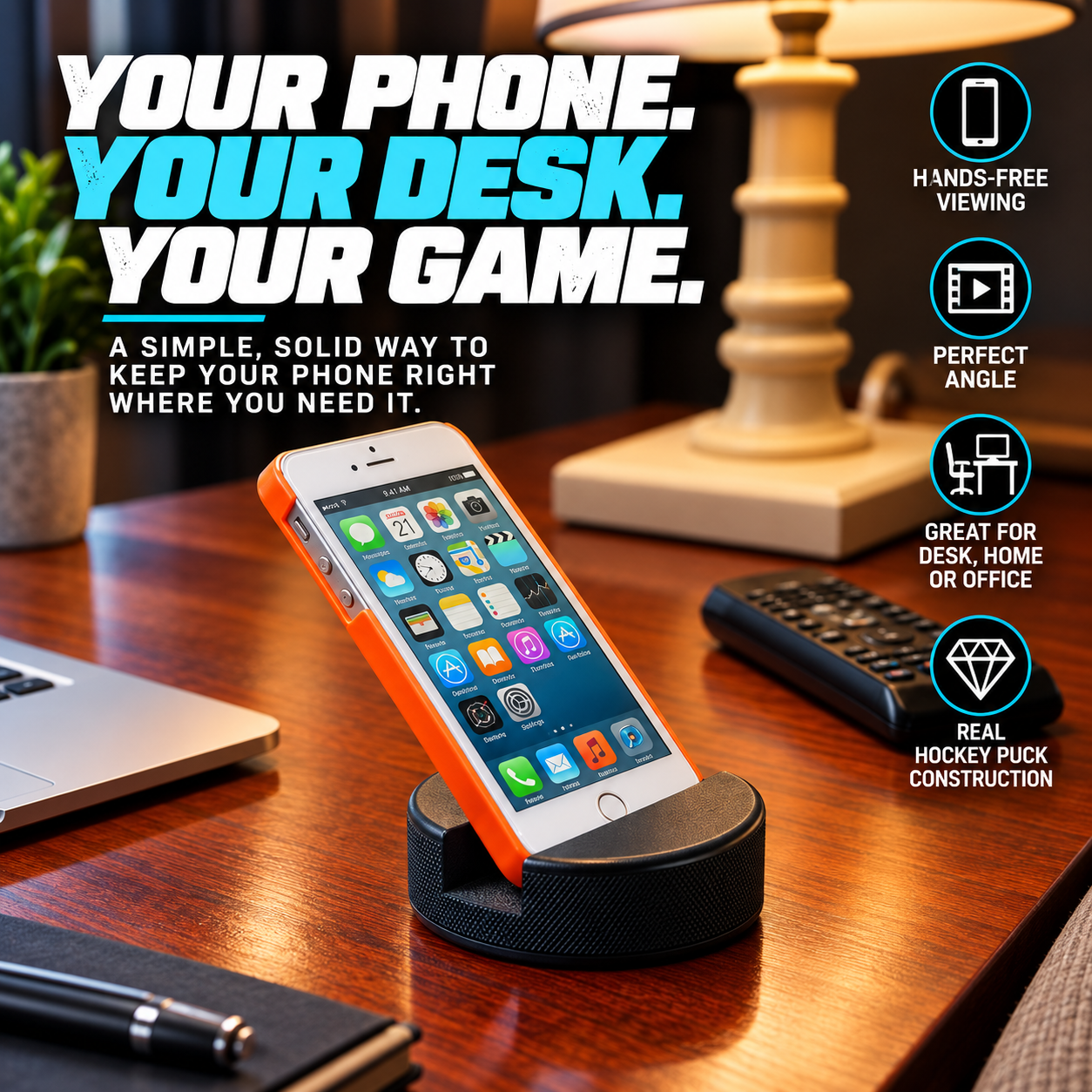 Your Phone. Your Desk. Your Game. PUCKUPS feature artwork